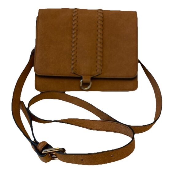 Kiss Me Couture Vegan Leather Small Crossbody Bag Laces Y2K Style Cognac Brown - Picture 1 of 16